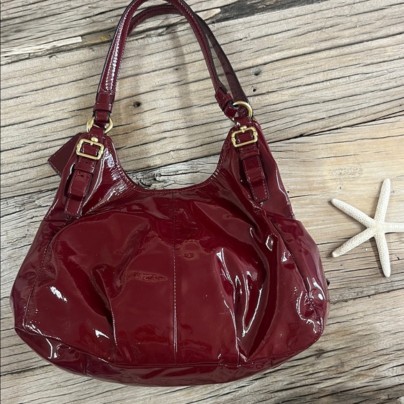 Coach Madison Maggie Red Glossy Patent Shoulder Bag in Deep Red - Picture 7 of 11